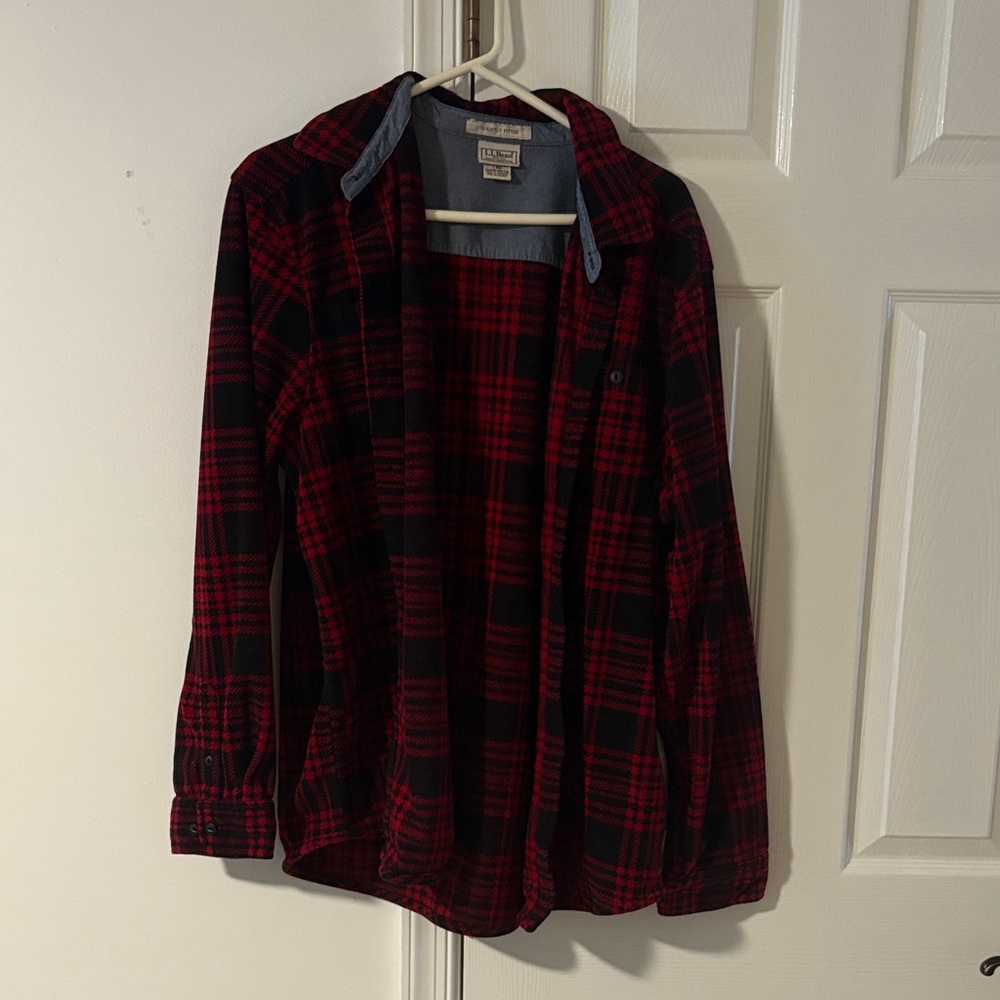 L.L. Bean Red and Black Plaid Casual Shirt